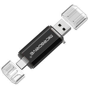 MICRODRIVE 64GB 2-in-1 USB 2.0 / Type-C U-Disk Phone Laptop Computer Flash Disk – Black