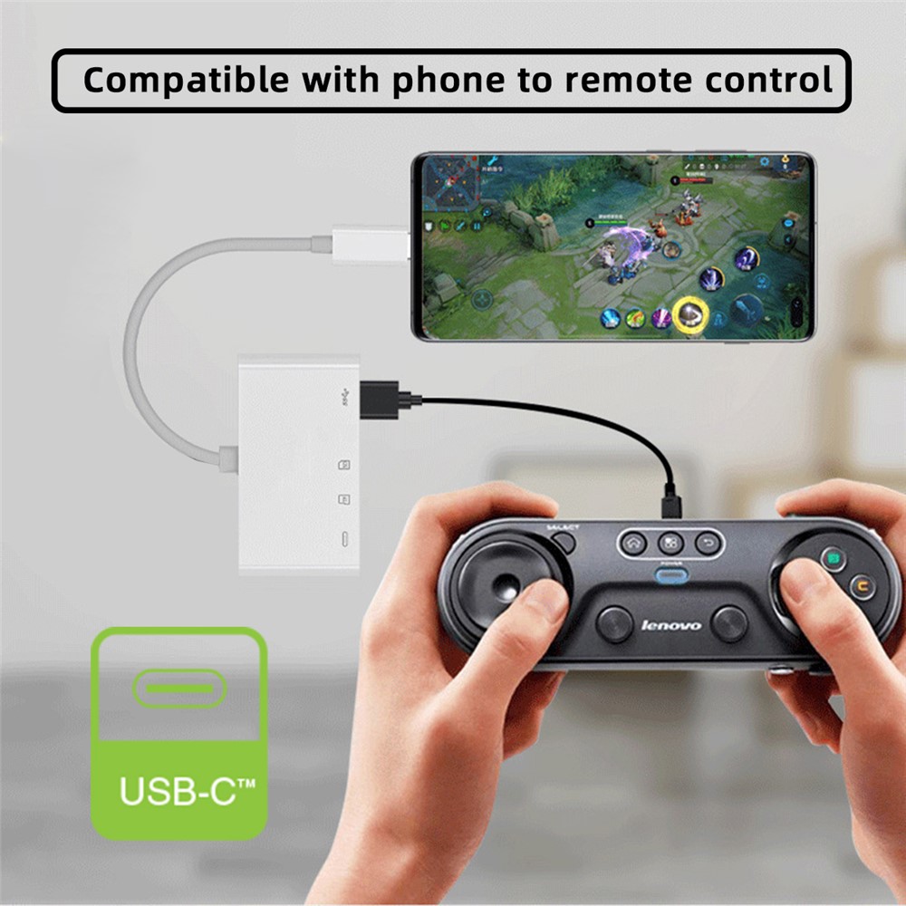 UC-155-SD004 4-in-1 USB 2.0 Type C to SD+TF+USB-A Female Card Reader PD 27W Adapter for Laptop Tablet Phone - Image 4