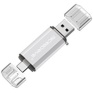 MICRODRIVE 128GB 2-in-1 USB 2.0 / Type-C U-Disk High Speed Flash Disk for Phone Computer – White