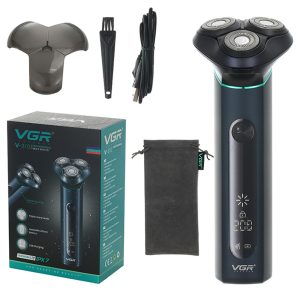 VGR V-310 USB Rechargeable Smart Electric Shaver LCD Digital Display Three-head Floating Razor