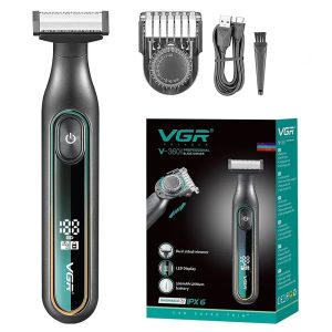 VGR V-360 Electric Shaver IPX6 Waterproof USB Rechargeable Razor with LED Display for Men – Yellow