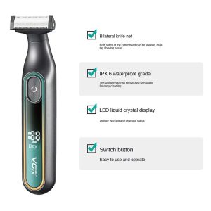 VGR V-360 Electric Shaver IPX6 Waterproof USB Rechargeable Razor with LED Display for Men – Yellow