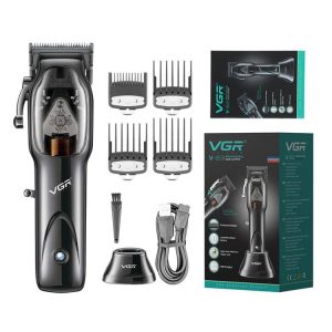 VGR V-653 Professional USB Electric Hair Clipper with Holder(Black)