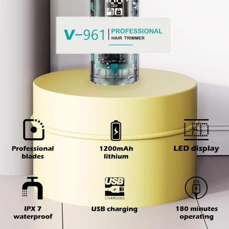 VGR V-961 IPX7 LED Digital Display USB Electric Hair Clipper(Black) - Image 3