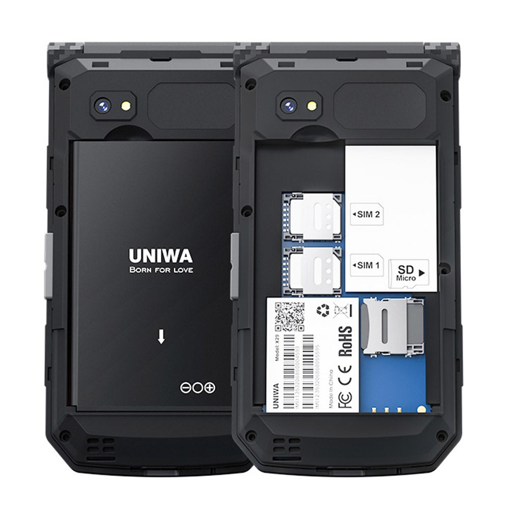 UNIWA X29 2.8 inch Flip Phone Dual Screen Dual SIM Card Standby GSM Keypad 2000mAh Rugged Mobile - Black / Grey - Image 2
