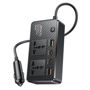 YESIDO VC07 200W High Power Car Inverter Fast Charging Adapter with 2 AC + 2 USB + 2 Type-C Ports