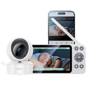 Yesido KM28 5 inch LCD Screen 2.4G WiFi Baby Monitor Care Camera, Plug: UK Plug(White)
