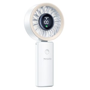 YESIDO YF20 Foldable Handheld Fan with LED Display 3600mAh Rechargeable 100-Speed Control Portable Cooling Fan – White