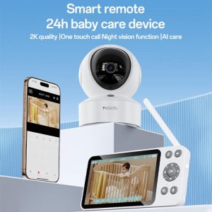 Yesido KM28 5 inch LCD Screen 2.4G WiFi Baby Monitor Care Camera, Plug: UK Plug(White)