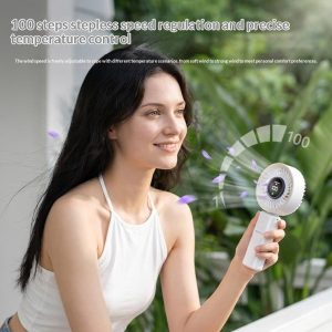 YESIDO YF20 Foldable Handheld Fan with LED Display 3600mAh Rechargeable 100-Speed Control Portable Cooling Fan – White