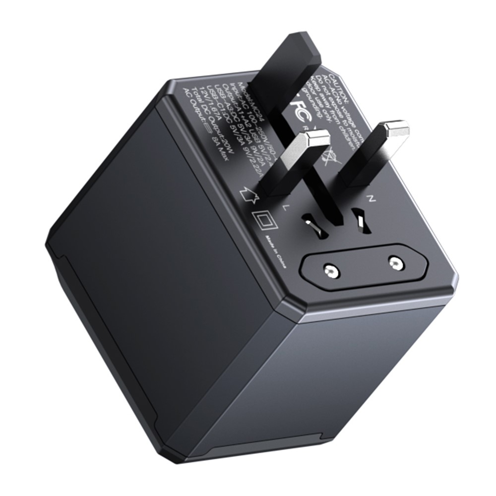 YESIDO MC24 20W Universal Adapter Socket Travel Wall Charger Multifunction Type-C+3USB-A Power Charger Converter - Image 2