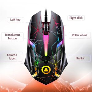 YINDIAO G3os G6 1.42m USB Wired Mouse 1200 DPI 3 Keys Armor Gaming Mouse with RGB Light, with Sound – Star Version