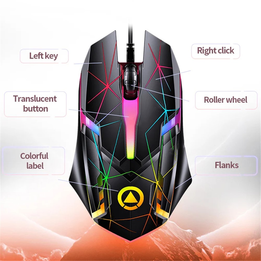 YINDIAO G3os G6 1.42m USB Wired Mouse 1200 DPI 3 Keys Armor Gaming Mouse with RGB Light, with Sound - Star Version - Image 2