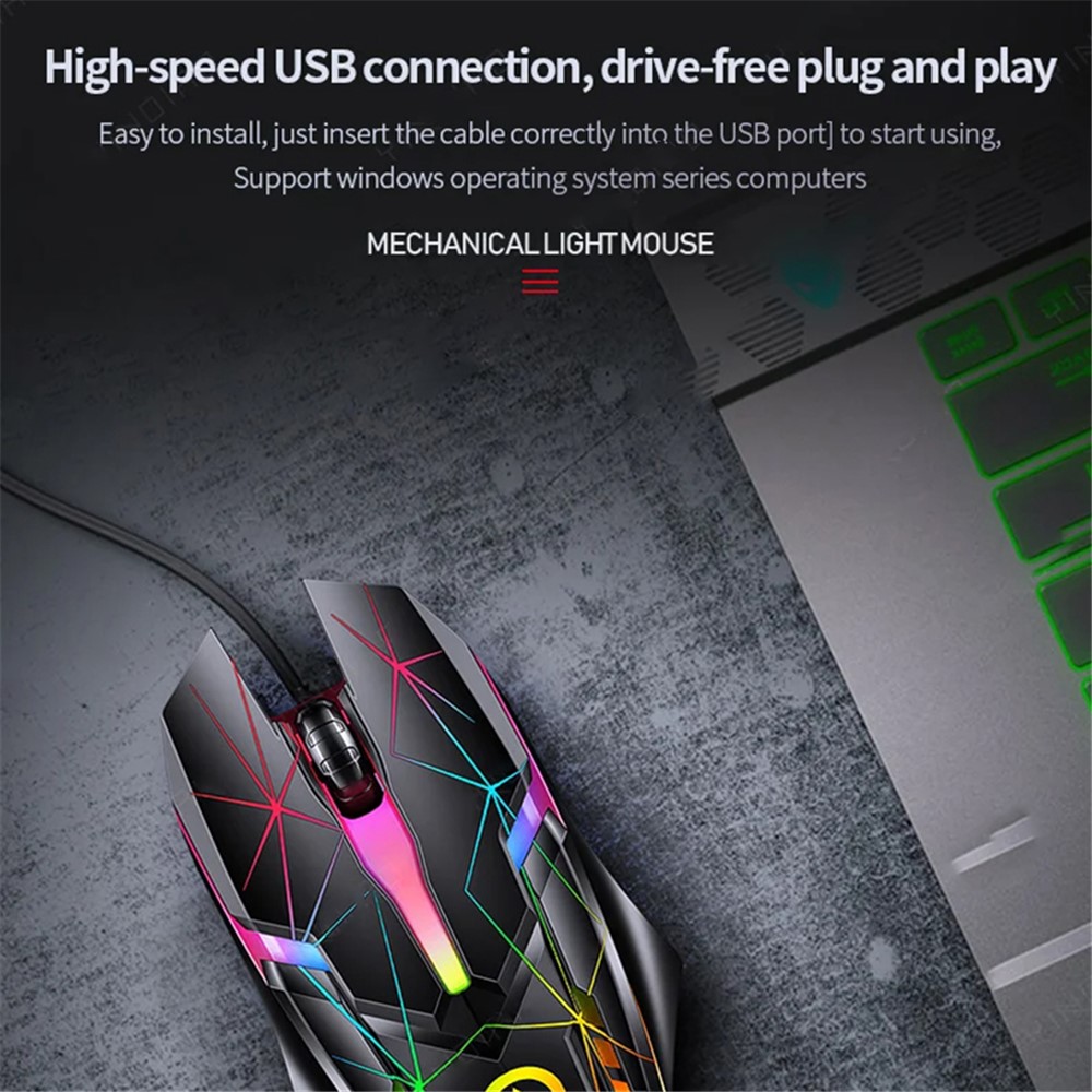 YINDIAO G3os G6 1.42m USB Wired Mouse 1200 DPI 3 Keys Armor Gaming Mouse with RGB Light, with Sound - Star Version - Image 3