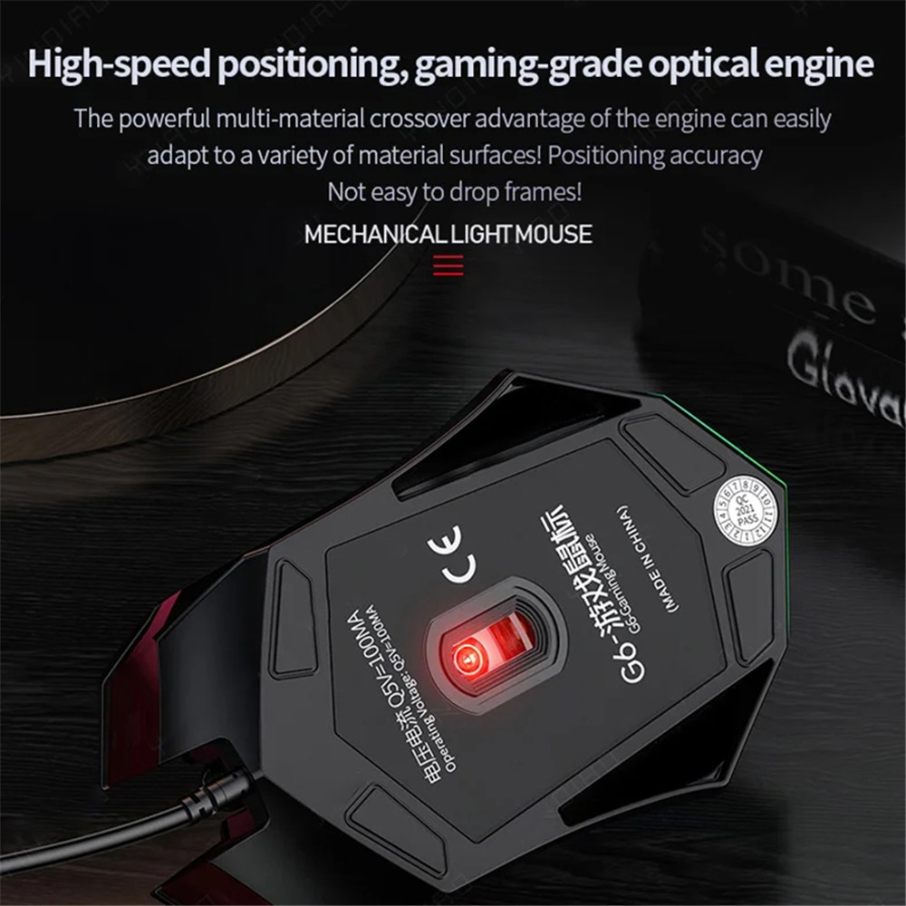 YINDIAO G3os G6 1.42m USB Wired Mouse 1200 DPI 3 Keys Armor Gaming Mouse with RGB Light, with Sound - Star Version - Image 4