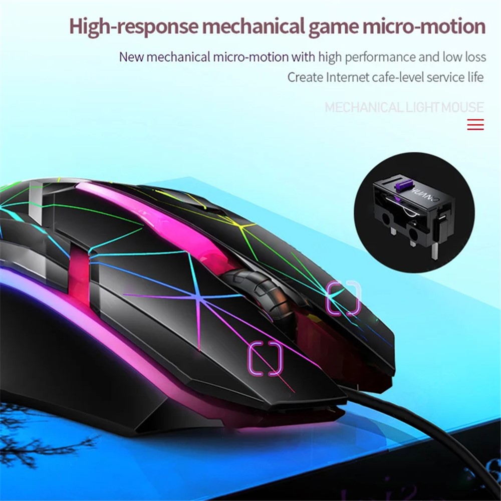 YINDIAO G3os G6 1.42m USB Wired Mouse 1200 DPI 3 Keys Armor Gaming Mouse with RGB Light, with Sound - Star Version - Image 5