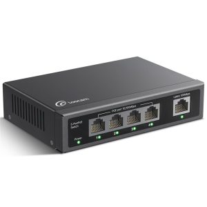 ZOSI 5 Port Poe Switch 4 Poe Ports + 1 Uplink 802.3af / at Poe+ 100Mbps 65W 250m Extended Range Plug and Play Network Switch – UK Plug